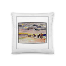Load image into Gallery viewer, WAITING OUT THE STORM - Three Horses Under Clouds Pillow