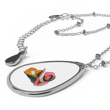 Load image into Gallery viewer, TWO HATS - Oval Necklace - Silver Pendant
