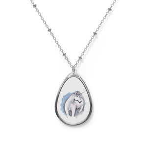 UNICORN - Oval Necklace - Silver Pendant