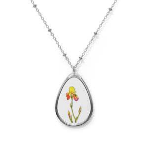 YELLOW IRIS - Oval Necklace - Silver Pendant