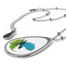 Load image into Gallery viewer, BUTTERFLY BLUES - Oval Necklace - Silver Pendant
