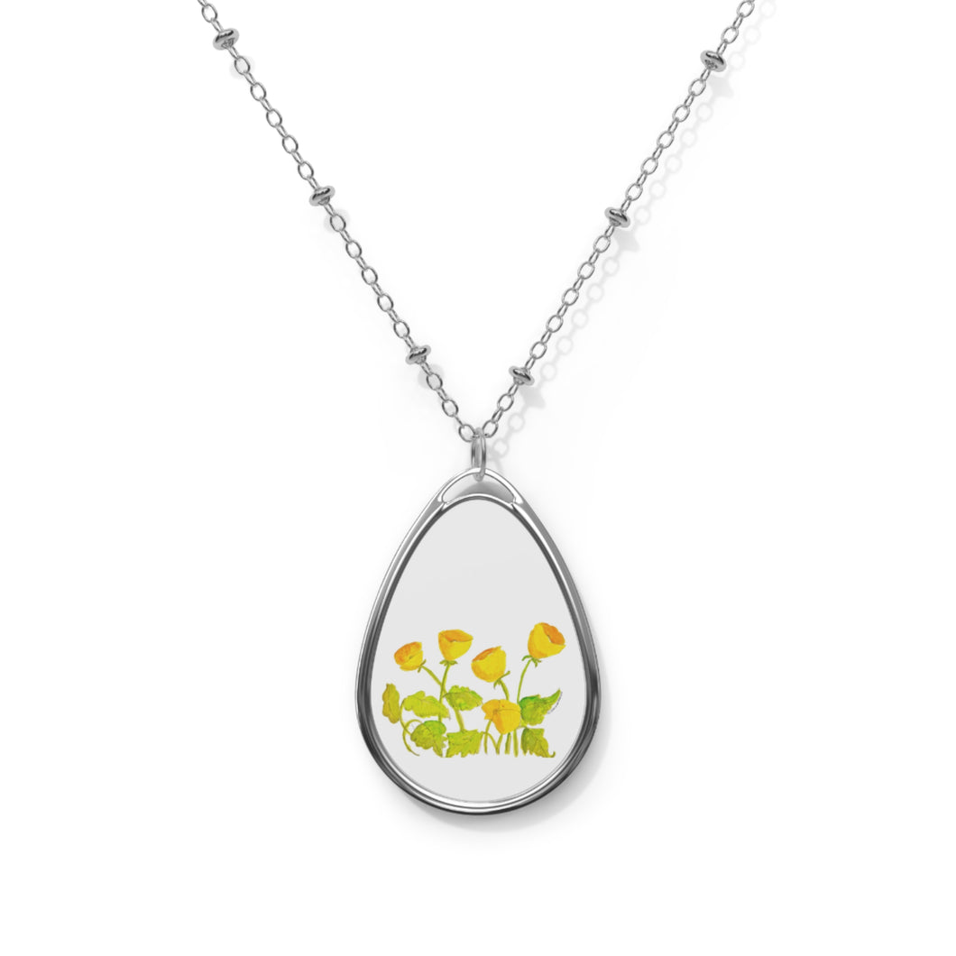 SYMPHONY IN YELLOW - Oval Necklace - Silver Pendant