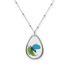 Load image into Gallery viewer, BUTTERFLY BLUES - Oval Necklace - Silver Pendant
