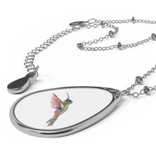 Load image into Gallery viewer, HUMMINGBIRD - Oval Necklace - Silver Pendant
