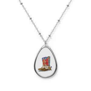 MY BEST BOOTS - Oval Necklace - Silver Pendant