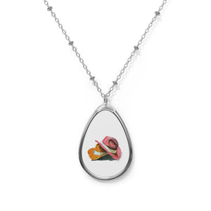 TWO HATS - Oval Necklace - Silver Pendant