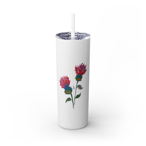 PURPLE THISTLE - Skinny Tumbler with Straw
