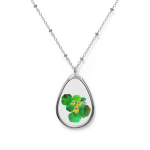 NASTURTIUMS - Oval Necklace - Silver Pendant