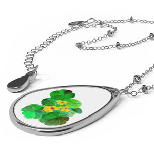 NASTURTIUMS - Oval Necklace - Silver Pendant