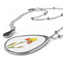 Load image into Gallery viewer, YELLOW IRIS - Oval Necklace - Silver Pendant

