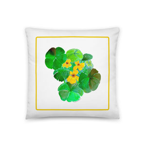 NASTURTIUMS - Yellow and Green Floral Pillow