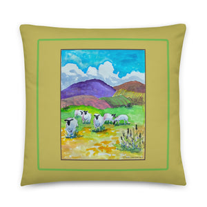 BLUE SKY DAY - Landscape with Sheep Pillow