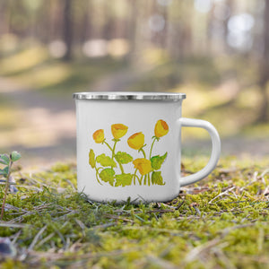 SYMPHONY IN YELLOW - Yellow and Gold Floral Enamel Mug