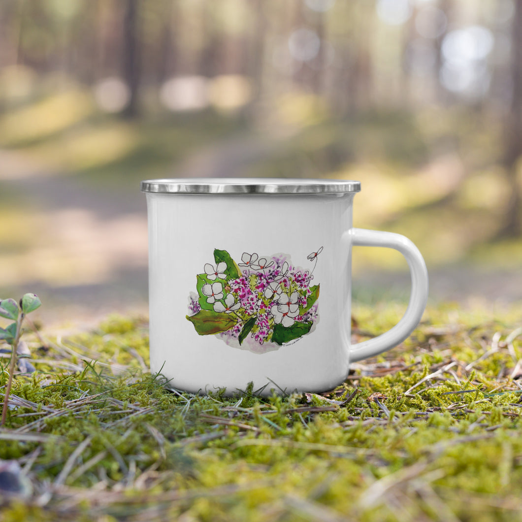 BOUQUET TO GO - Pink and White Floral Enamel Mug