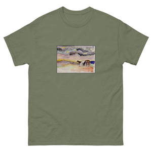 WAITING OUT THE STORM - Men's Three Horses Under Clouds T-Shirt