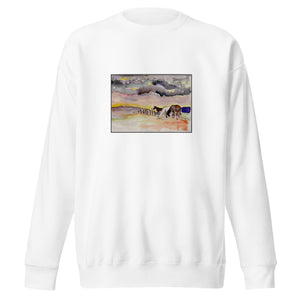 WAITING OUT THE STORM - Unisex Three Horses Under Clouds Sweatshirt
