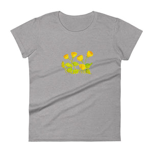 SYMPHONY IN YELLOW - Women's Yellow and Gold Floral T-Shirt